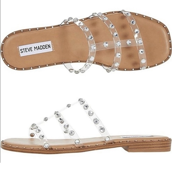 New Steve Madden Sandals Lyna Clear Rhinestone Gem - Picture 1 of 6